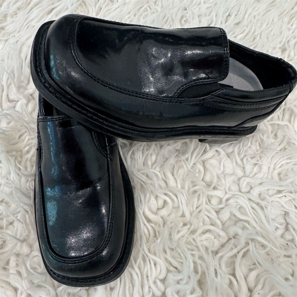 Michael James Boys Black Slip-On Dress Loafers Size 10.5 Formal Tuxedo Patent